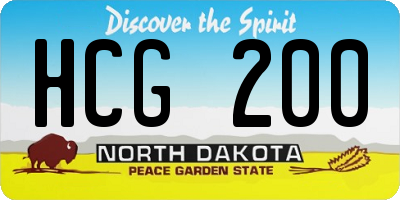 ND license plate HCG200