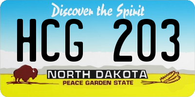 ND license plate HCG203