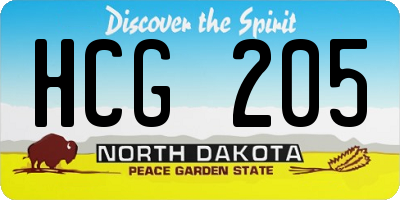 ND license plate HCG205