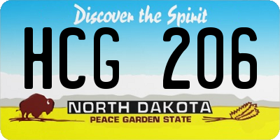 ND license plate HCG206