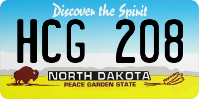 ND license plate HCG208