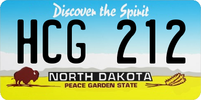 ND license plate HCG212