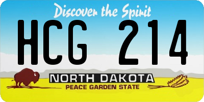 ND license plate HCG214