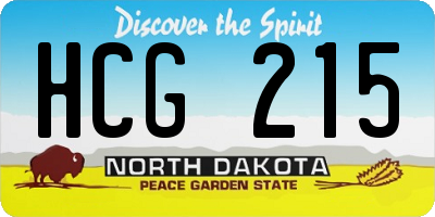 ND license plate HCG215