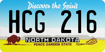 ND license plate HCG216