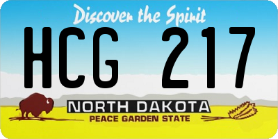 ND license plate HCG217