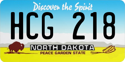 ND license plate HCG218