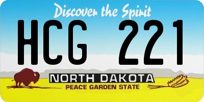 ND license plate HCG221