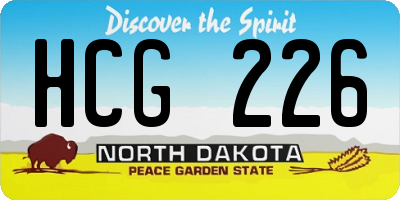 ND license plate HCG226