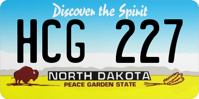 ND license plate HCG227