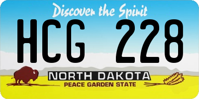 ND license plate HCG228