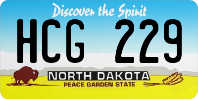 ND license plate HCG229