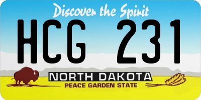 ND license plate HCG231