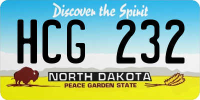 ND license plate HCG232