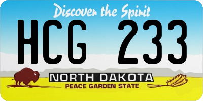 ND license plate HCG233