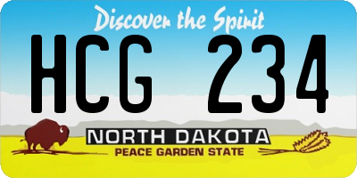 ND license plate HCG234