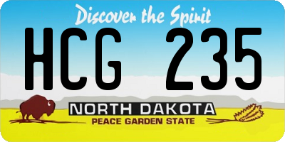 ND license plate HCG235