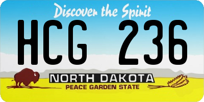 ND license plate HCG236