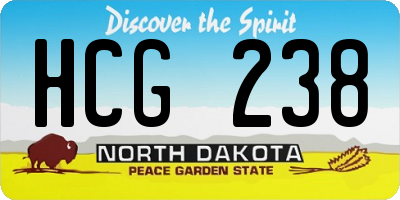 ND license plate HCG238