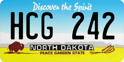 ND license plate HCG242