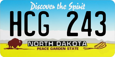 ND license plate HCG243