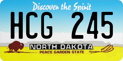 ND license plate HCG245