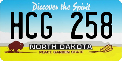 ND license plate HCG258