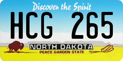 ND license plate HCG265