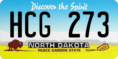 ND license plate HCG273