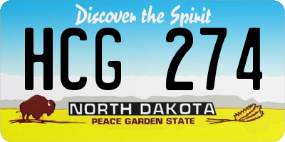 ND license plate HCG274