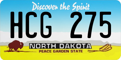 ND license plate HCG275