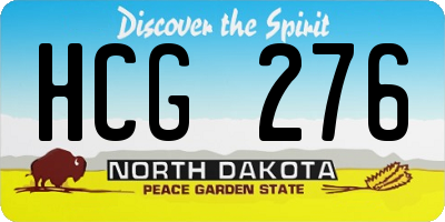 ND license plate HCG276