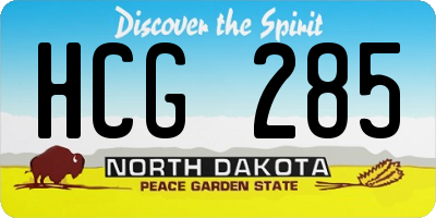 ND license plate HCG285