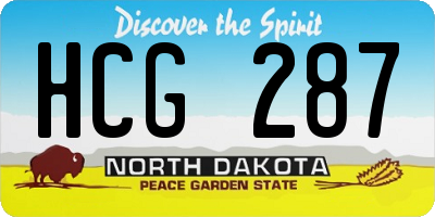 ND license plate HCG287