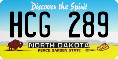 ND license plate HCG289