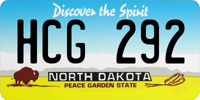 ND license plate HCG292