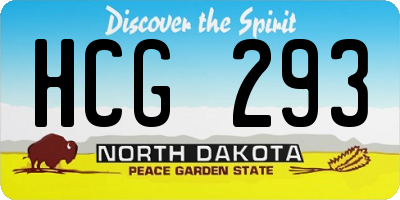 ND license plate HCG293