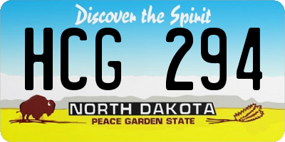 ND license plate HCG294