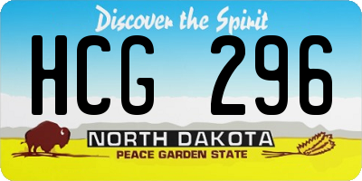 ND license plate HCG296