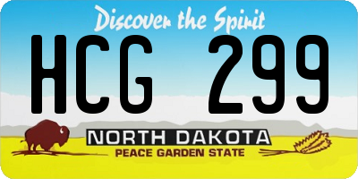 ND license plate HCG299