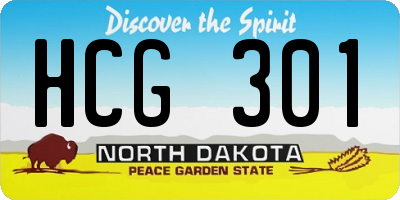 ND license plate HCG301