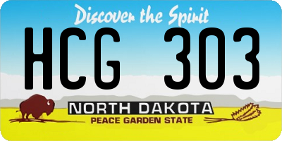 ND license plate HCG303