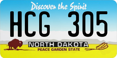 ND license plate HCG305