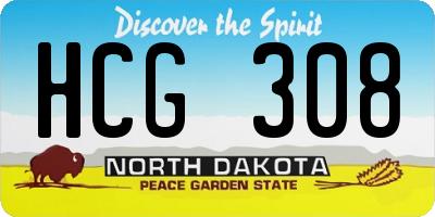 ND license plate HCG308