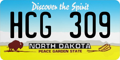 ND license plate HCG309