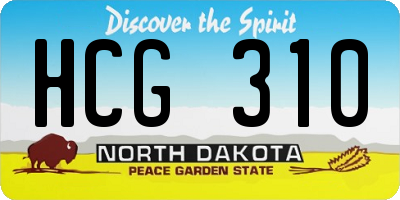 ND license plate HCG310