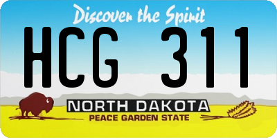 ND license plate HCG311