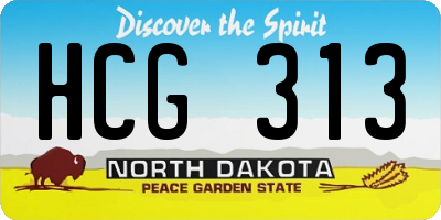 ND license plate HCG313