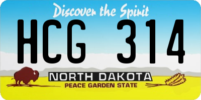 ND license plate HCG314