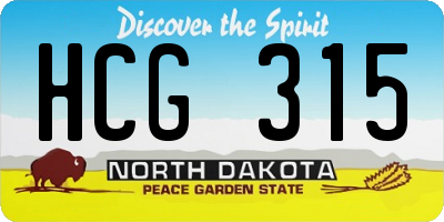 ND license plate HCG315